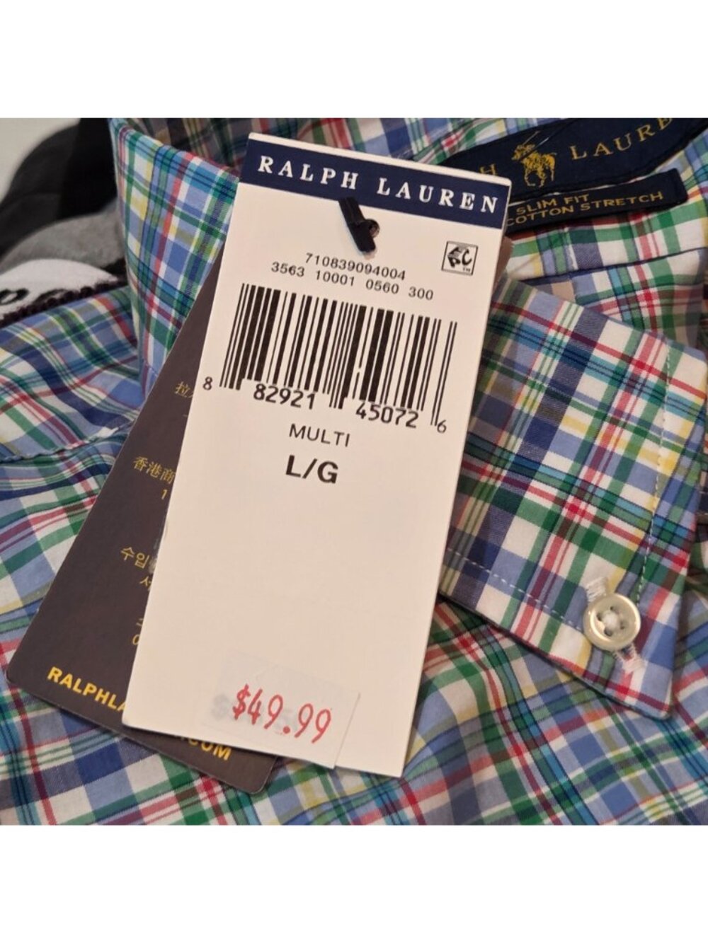 Ralph Lauren NWT Men’s Slim Fit Plaid Button Up Shirt Blue Size L - Picture 10 of 11